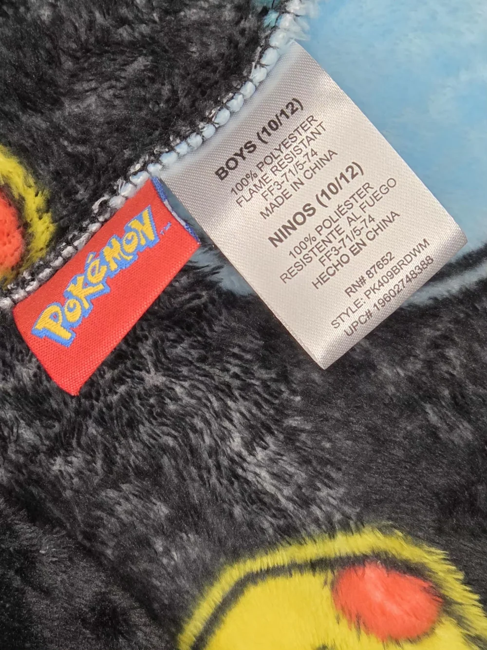 Pokemon Boys Large Hooded Plush Fleece Bathrobe Pikachu Squirtle Size L 10/12